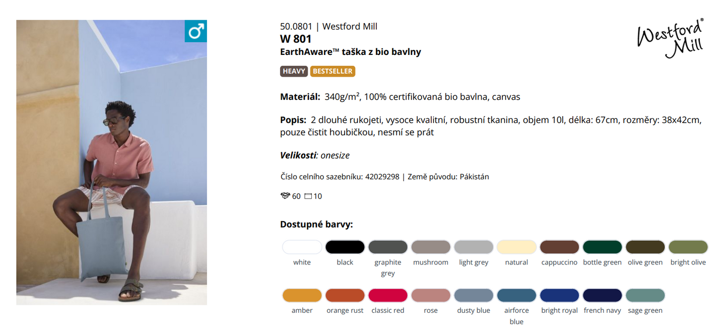 Plátěná taška Westford Mill 340