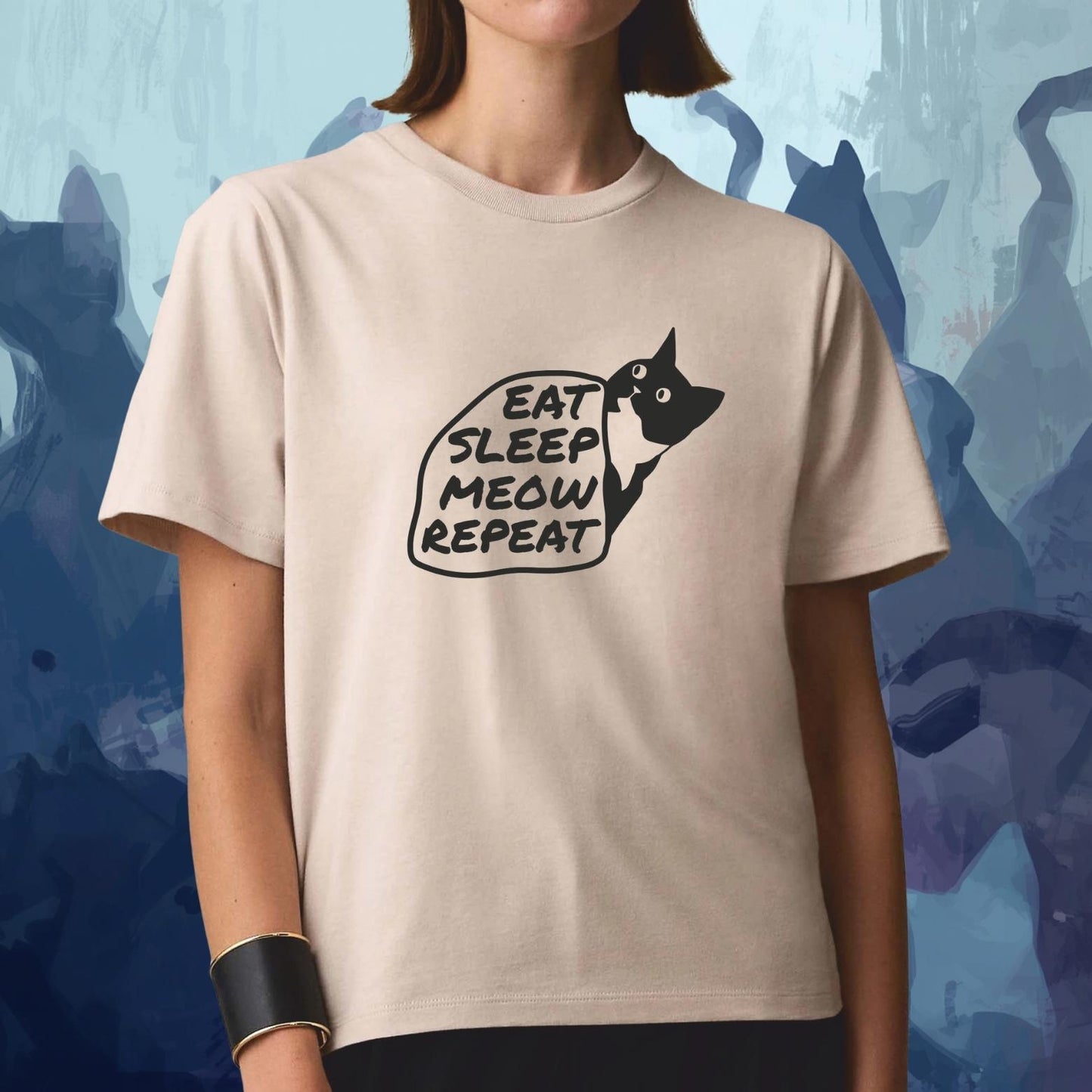 Pánské a dámské tričko Eat sleep meow.