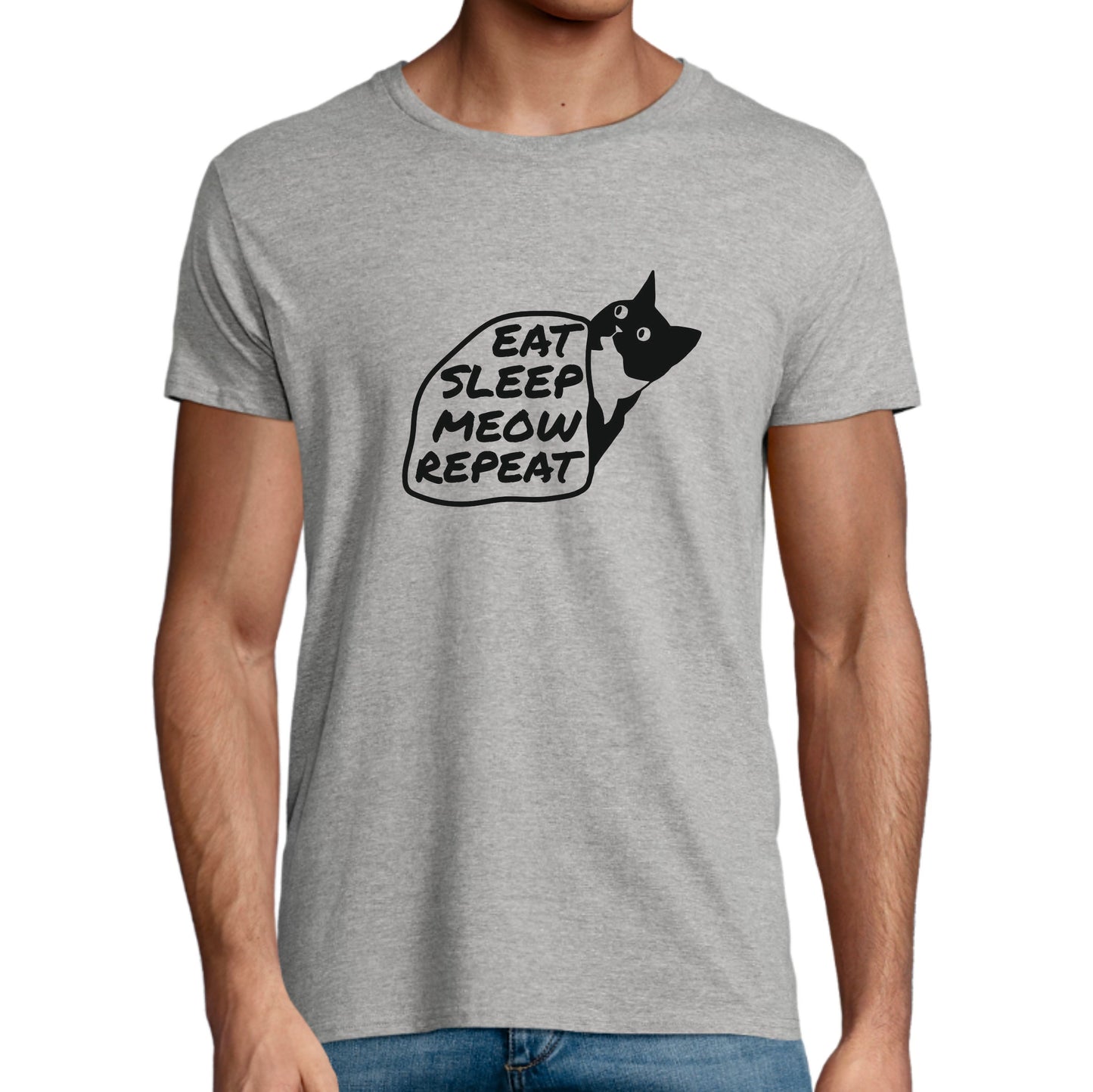 Pánské a dámské tričko Eat sleep meow.