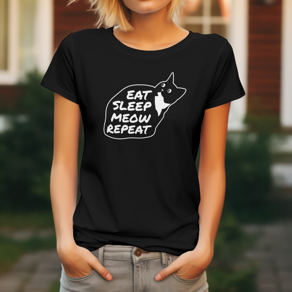 Pánské a dámské tričko Eat sleep meow.