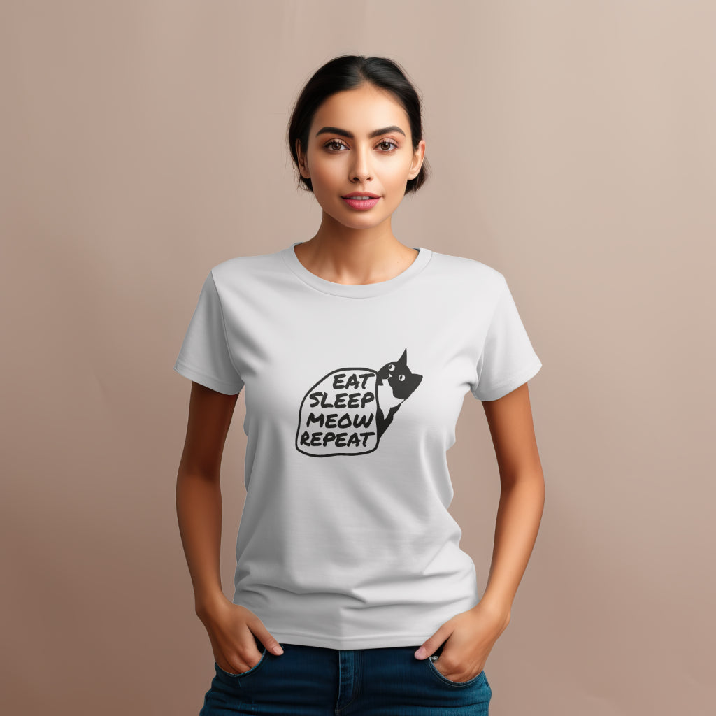 Pánské a dámské tričko Eat sleep meow.