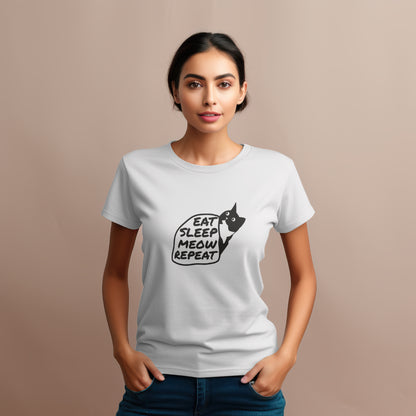 Pánské a dámské tričko Eat sleep meow.