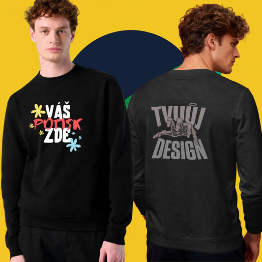Unisex mikina s vlastním potiskem obou stran z udržitelné bio bavlny 350 g/m²
