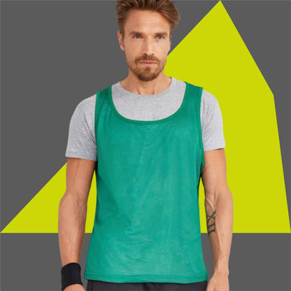 Sportovní tréninkový rozlišovací dres z neonové síťoviny vhodný pro potisk.